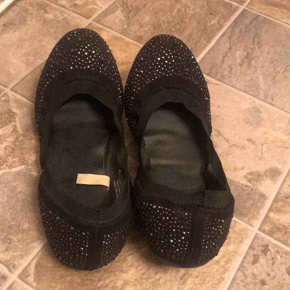 black sparkly ballet flats
